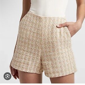 Express High Waisted Glitter Tweed Shorts NWT